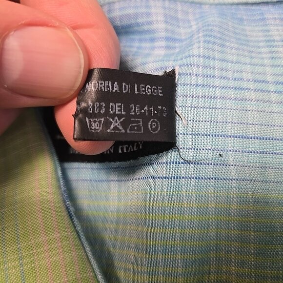 St. Croix Linen Blend Shirt Mens Size Large Rainbow Gradient Made in Italy - Picture 7 of 7